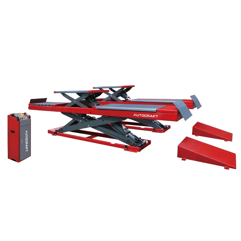 ASL50T 5T ultra-thin scissor lift raised with secondary lift