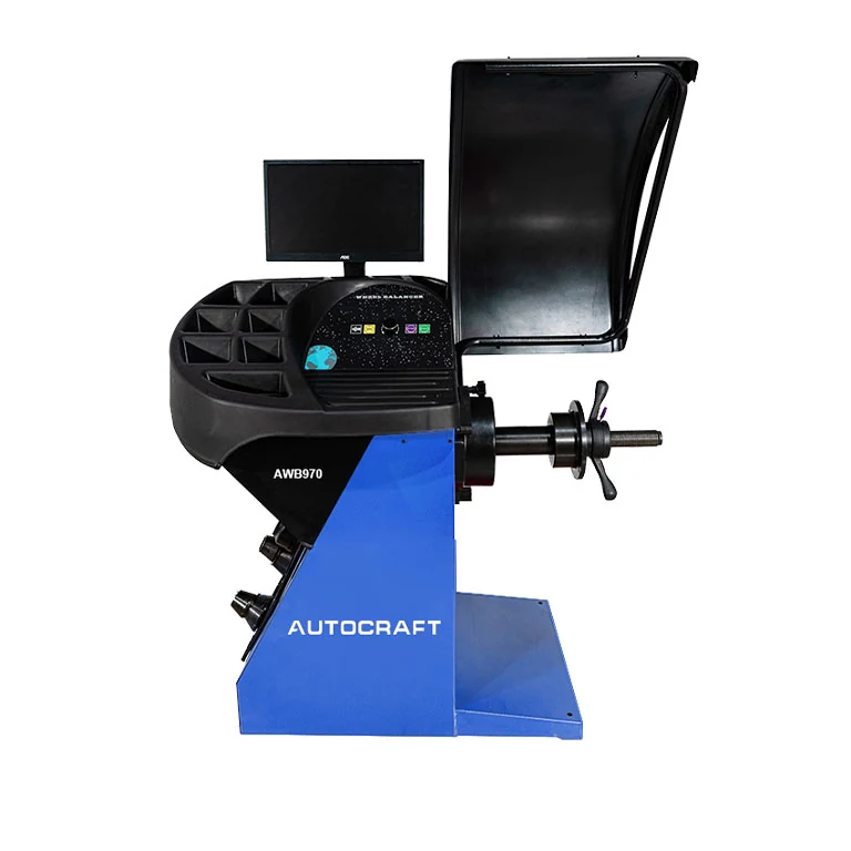 AWB970 wheel balancer with fold-down LCD screen