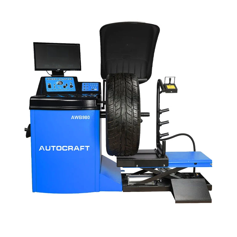 AWB980 LCD wheel balancer with wheel guard and shaft