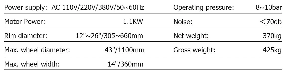 ATC880S specification table from the manufacturer