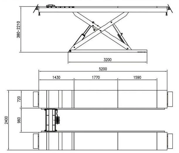 ASL80 scissor lift lowered showing the platform profile