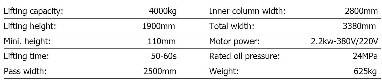 ATL40C specification table from the manufacturer
