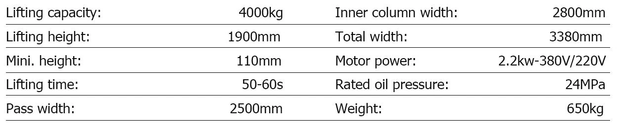 ATL40CA specification table from the manufacturer