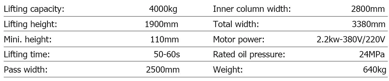 ATL40CS specification table from the manufacturer