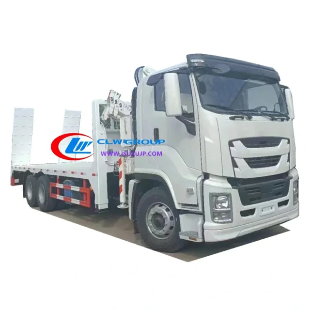 ISUZU Heavy Duty Flat Deck Truck with Crane for Sale