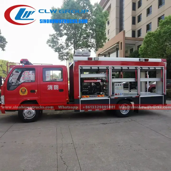 ISUZU Small Emergency Rescue Fire Vehicle with 3Tons Crane and Winch Cambodia view 2