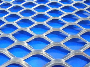 Raised expanded metal mesh showing the strand angle