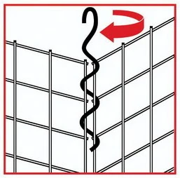 Diagram of lacing wire being threaded along a gabion edge