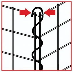 Diagram of a spiral binder closing two gabion panels