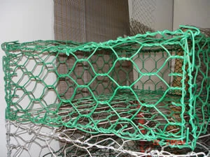 PVC coated hexagonal netting formed into a gabion basket
