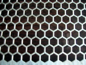 Perforated metal sheet with hexagonal holes