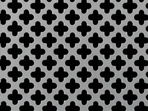 Decorative perforated metal in a clover hole pattern