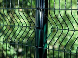 Welded mesh fence panel showing the horizontal stiffening rib