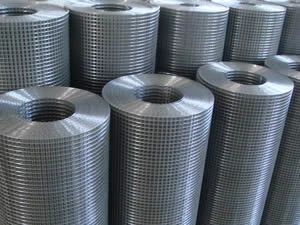 Rolls of galvanized welded wire mesh stacked