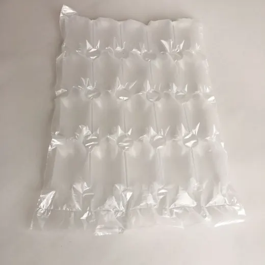 Inflated translucent air cushion packaging pillow with columns of