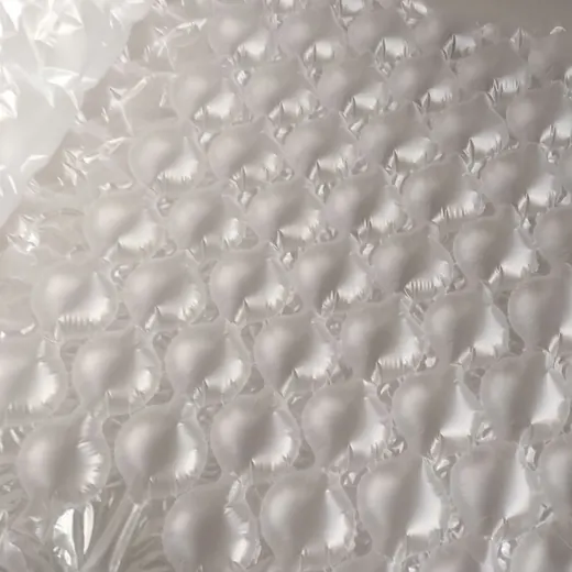 Close-up of translucent bubble wrap air-cushion packaging filling the frame