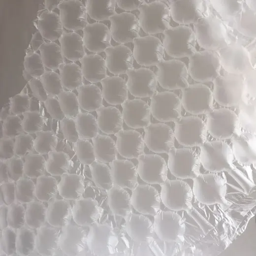 Close up of clear plastic air cushion packaging material