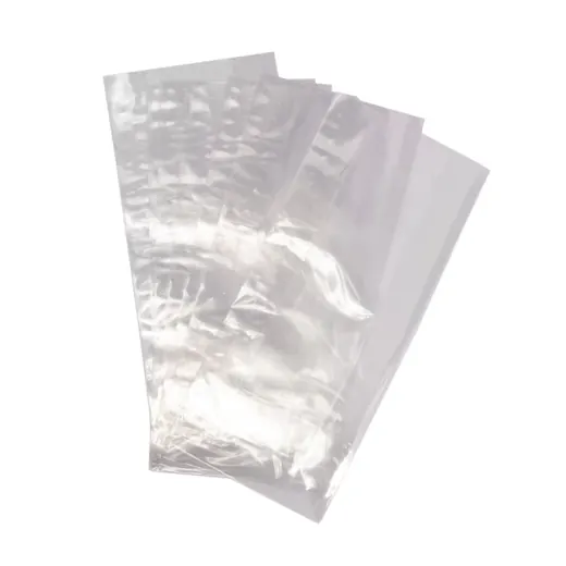 Fan of clear plastic poly bags laid
