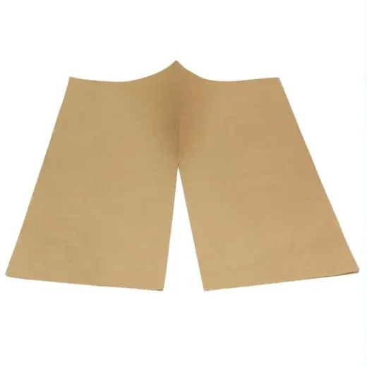 Brown kraft paper sheet folded into a V shape with a center slit, isolated on a white background