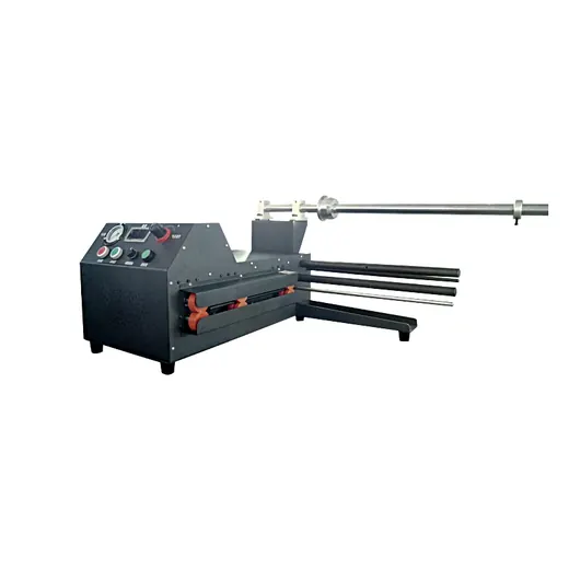 Industrial benchtop machine with control panel, gauges, buttons