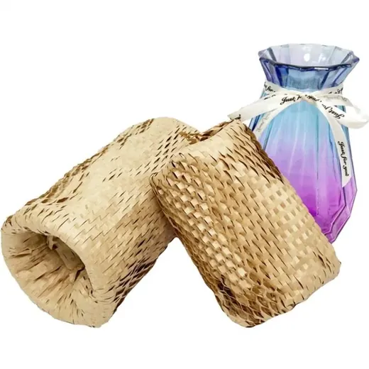 Woven straw bottle sleeves and a glass decanter with a ribbon