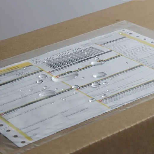 Paper Glue Backed Transparent Shipping Document Pouch