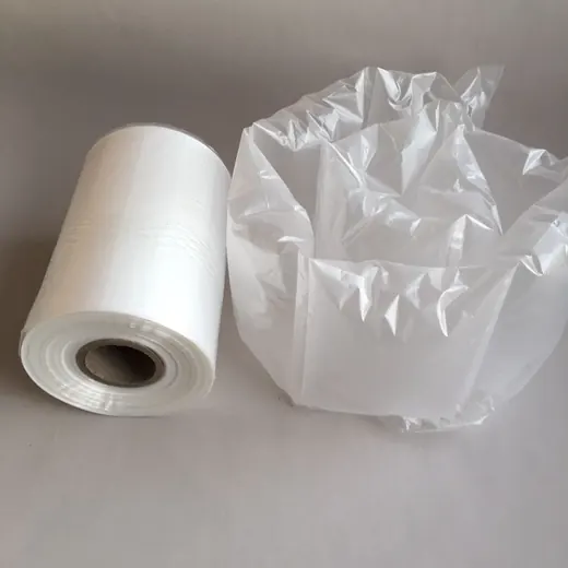 Roll of translucent plastic film on a cardboard