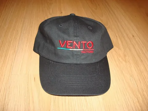 Black Cap With Red Embroidered Wordmark