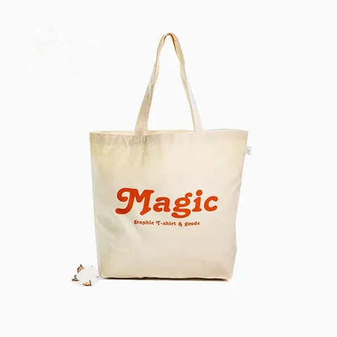 Natural Cotton Tote With Front Logo Print