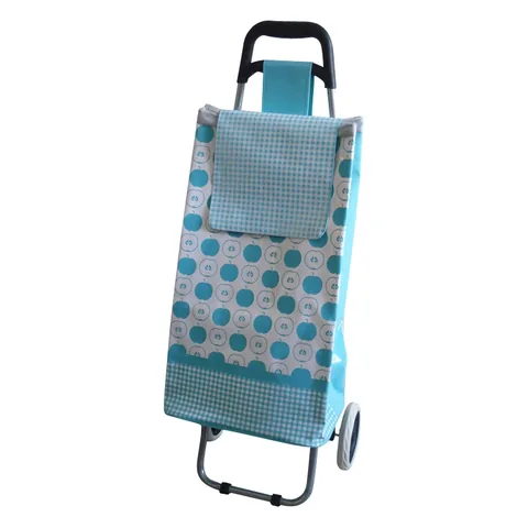 Folding Shopping Trolley With Large Wheels In Teal