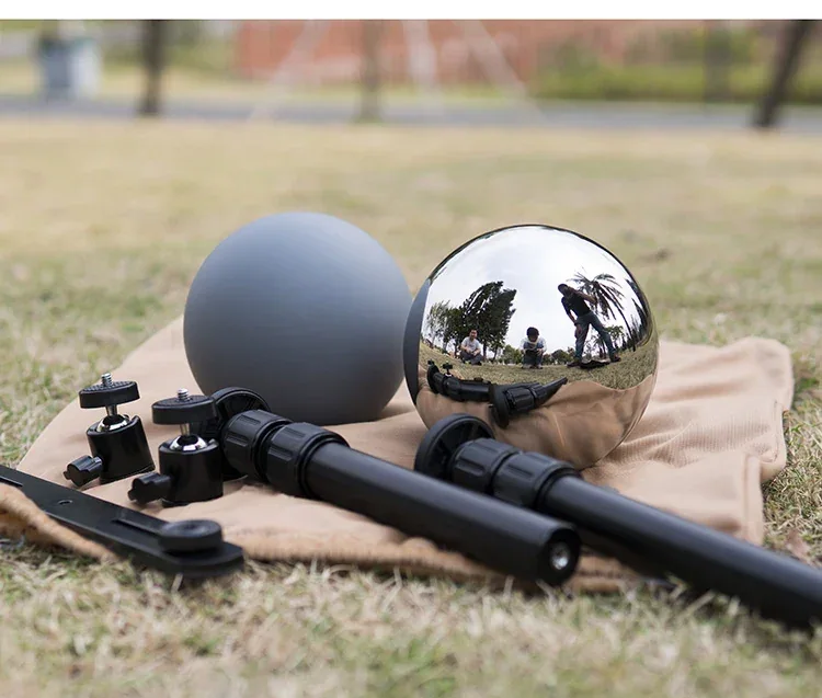 25cm Half Chrome Half Grey Ball HDRI Ball 10” 50/50 Chrome and Grey VFX Ball manufactured in stainless steel