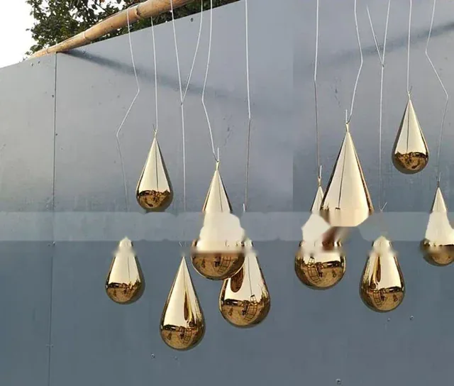 Garden High Quality Polished Mirror Stainless Steel Water Drop Sculpture manufactured in stainless steel