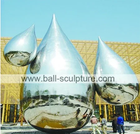 Large Abstract Decorated Stainless Steel Water Droplets Sculpture manufactured in stainless steel
