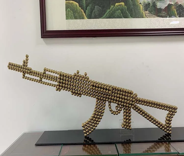 Stainless Steel AK47 Assault Rifle Metal Statues Furnishing Articles manufactured in stainless steel