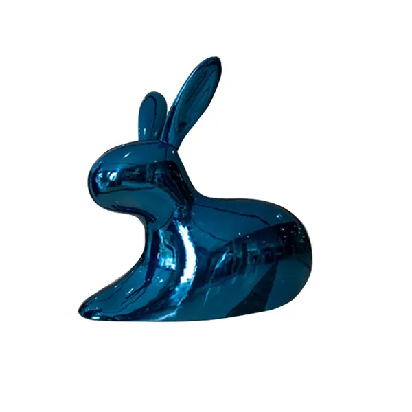 Glossy blue rabbit figurine