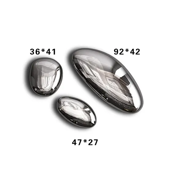Stone shaped stainless steel wall decoration in a mirror finish
