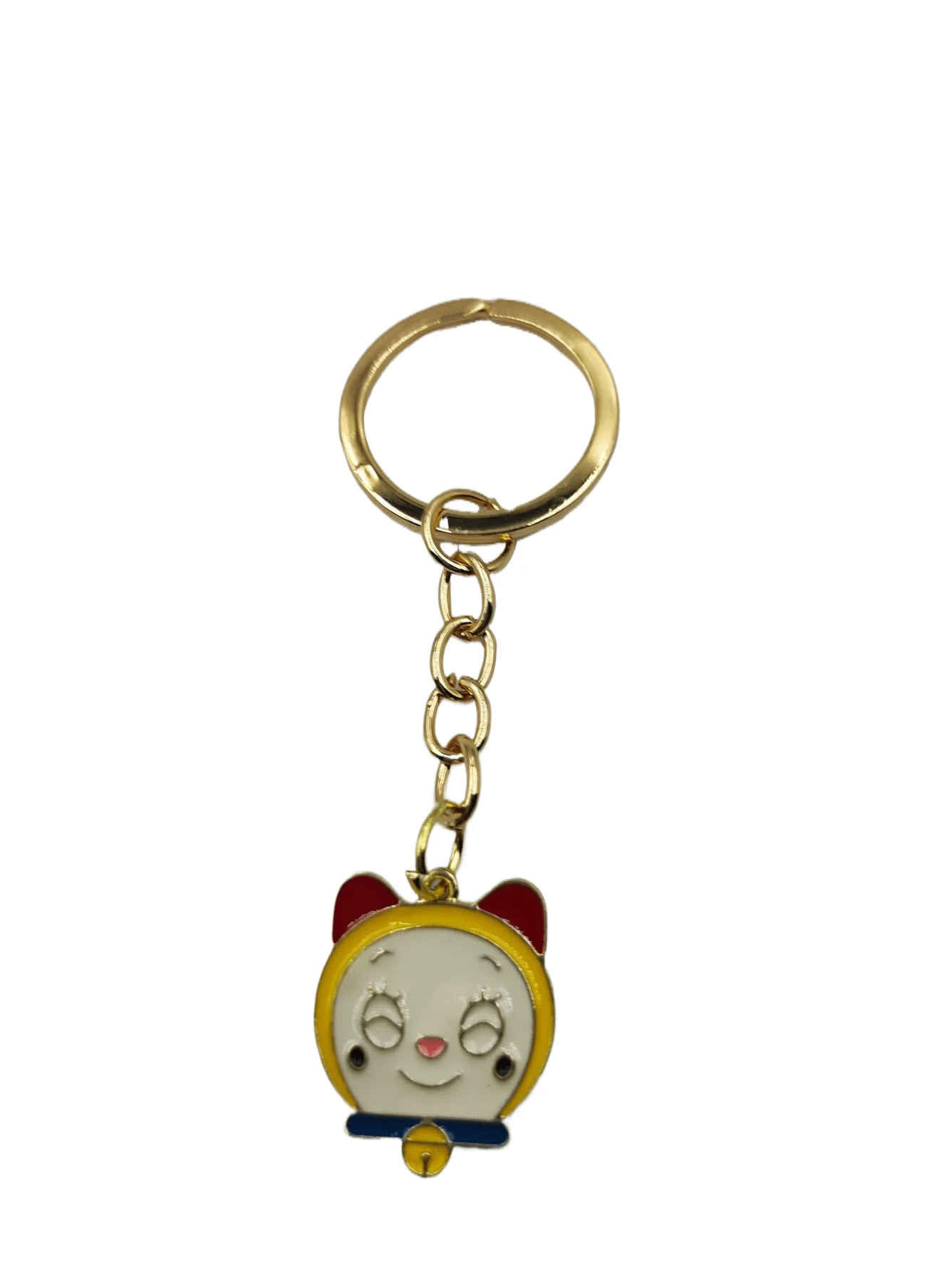 Cat Face Enamel Metal Keychain showing a cat face in enamel filled metal
