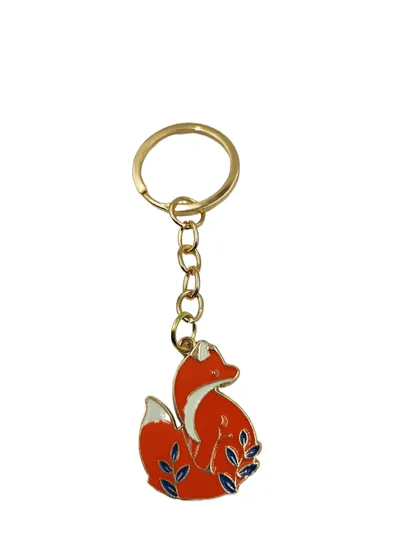 Fox Enamel Metal Keychain showing an orange fox figure in enamel filled metal