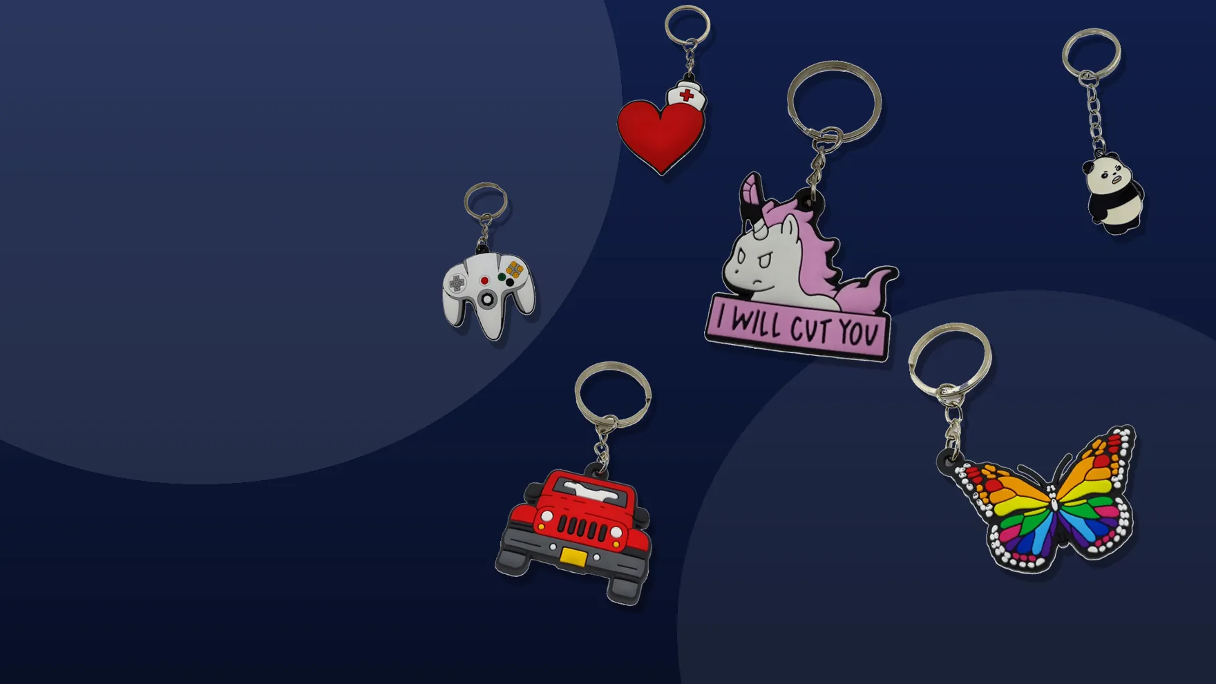 Custom soft PVC and metal keychains produced by BCPromoCrafts