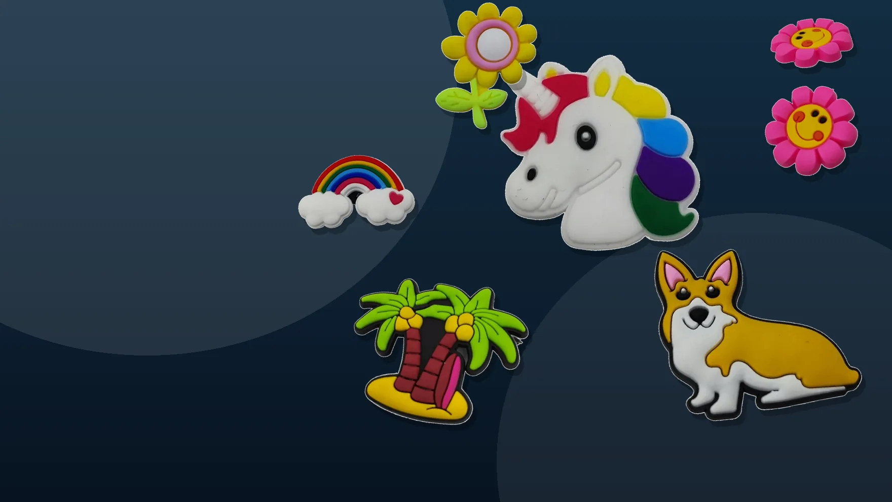 Custom soft PVC shoe charms in animal flower and character shapes