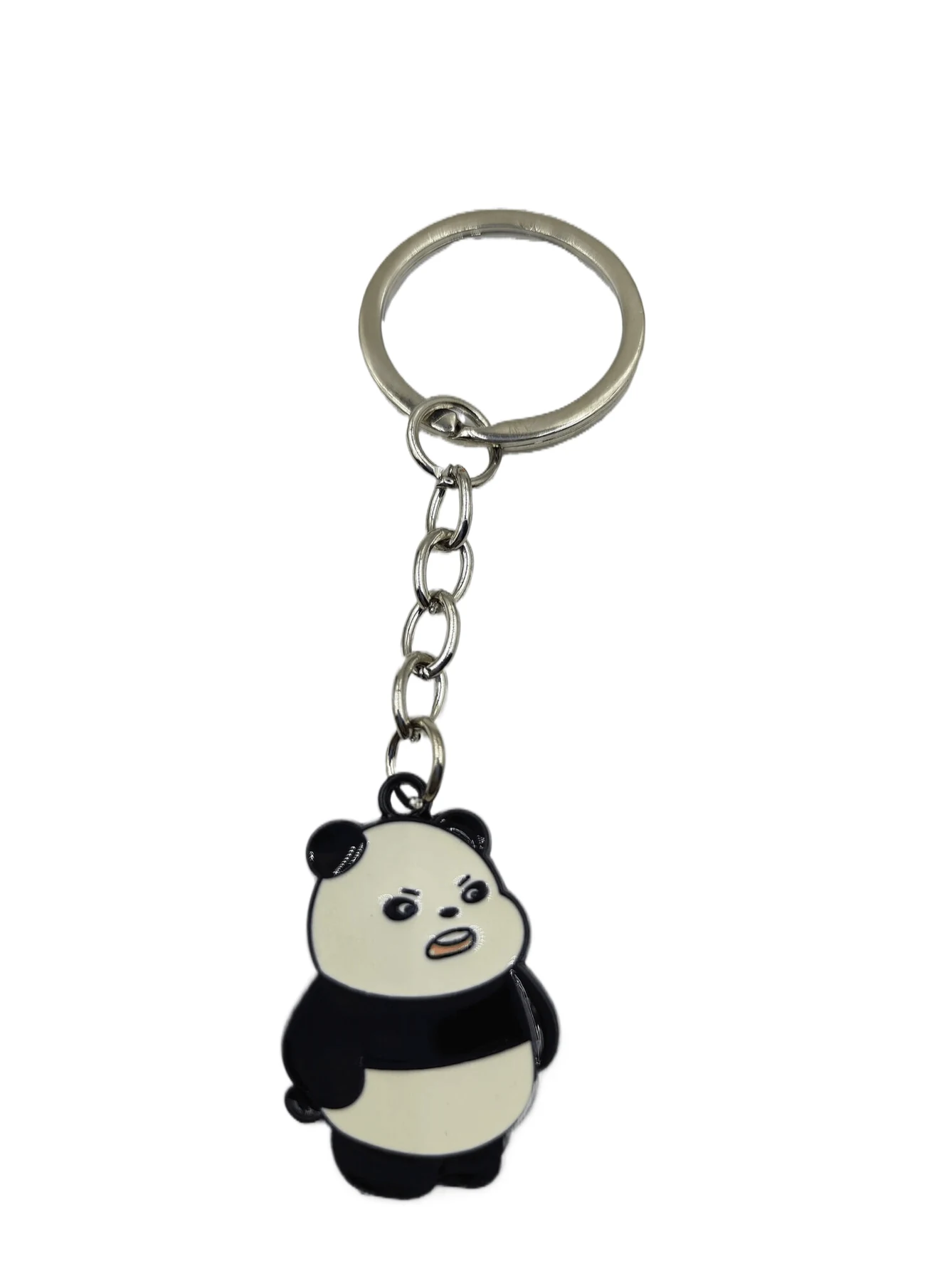 Panda Enamel Metal Keychain showing a panda figure in black and white enamel