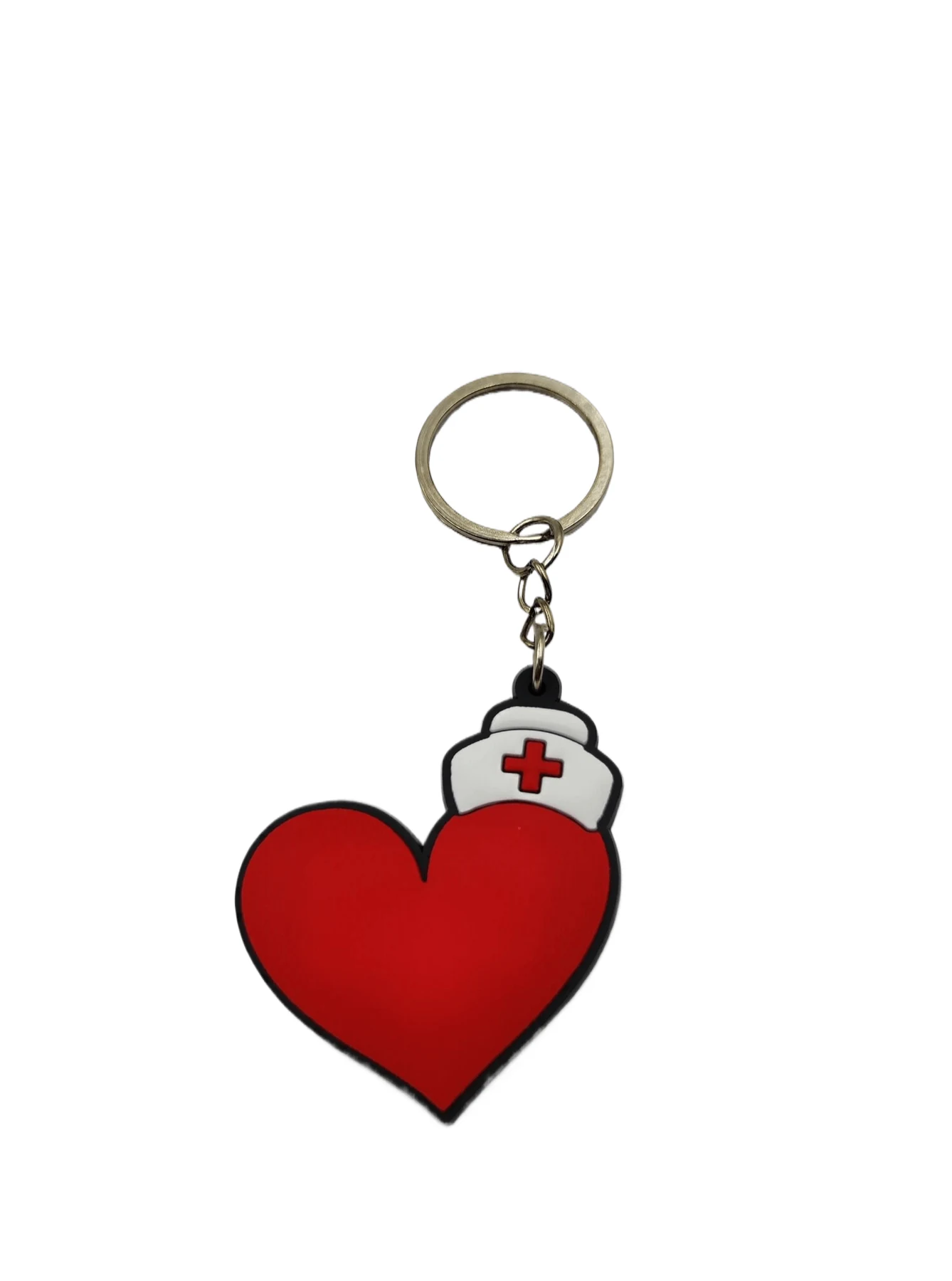 Nurse Heart Soft PVC Keychain showing a red heart wearing a nurse cap