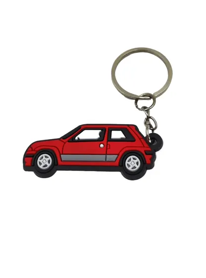 Hatchback Car Soft PVC Keychain showing a red hatchback car in side profile