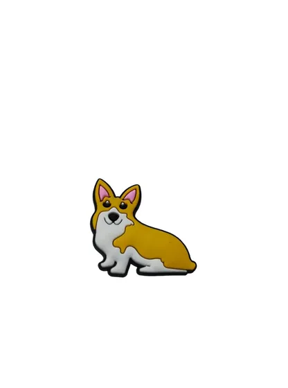Corgi Dog Soft PVC Shoe Charm showing a seated corgi dog