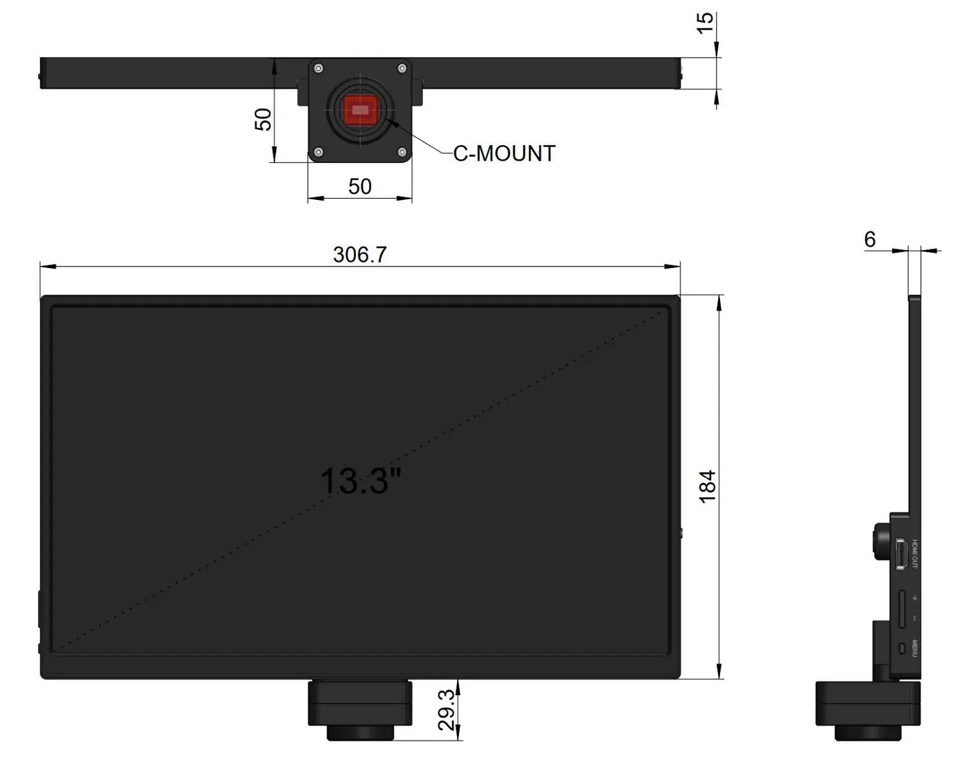13.3” AIOCAM4K ALL-IN-ONE Camera LCD Screen for Microscope view 2