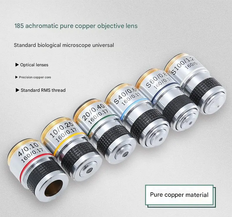 185 Metal Copper Achromatic Optical Microscope Objective Lens view 2