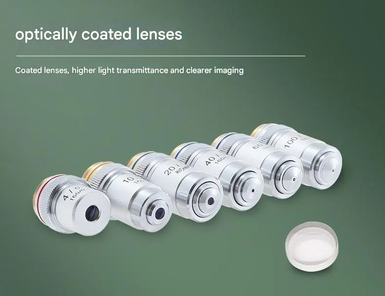 195EA 4X 10X 20X 40X 60X 100X Achromatic Microscope Objective Lens view 3