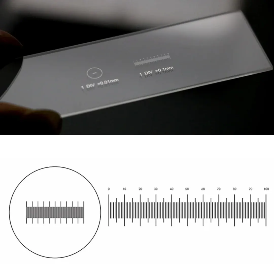 2 Scales DIV 0.01mm Microscope Reticle Calibration Slide view 2