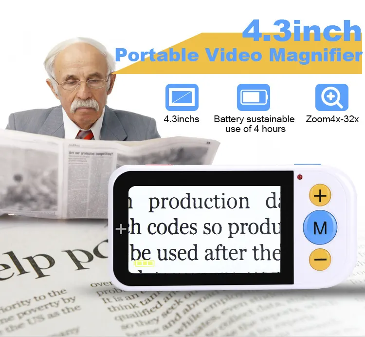 4.3 Inch 2x-32x LCD Electronic Vision Aid HD Color Video Magnifier view 2