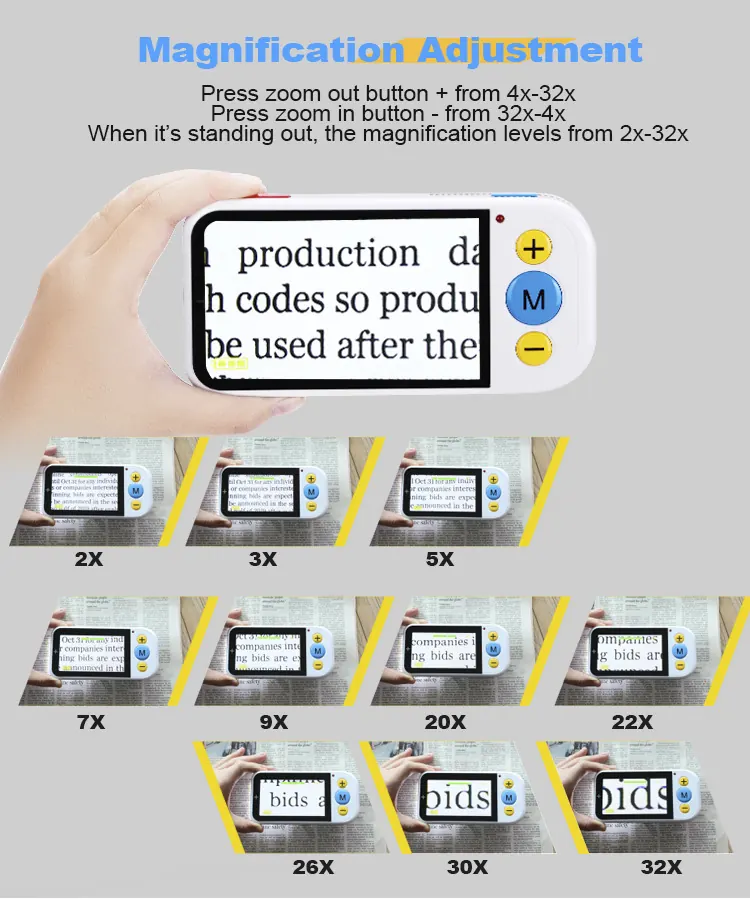 4.3 Inch 2x-32x LCD Electronic Vision Aid HD Color Video Magnifier view 3